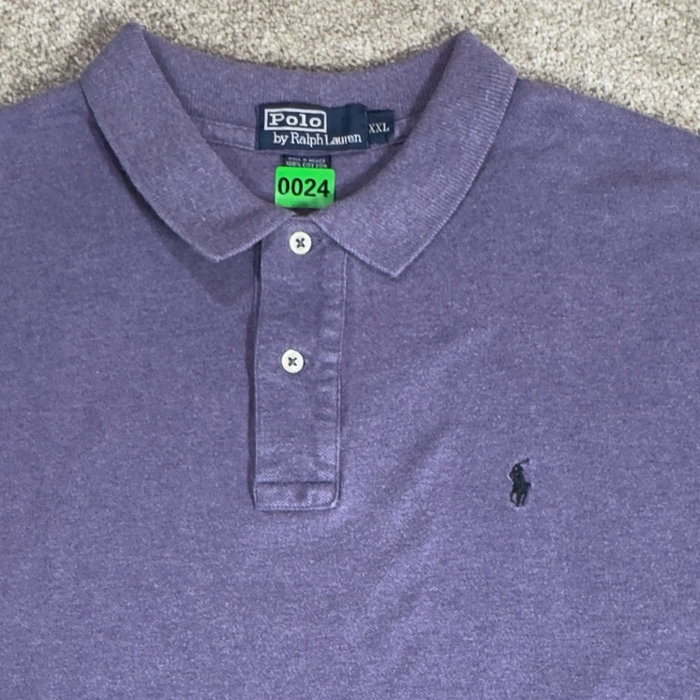 Polo Ralph Lauren Men XXL Short Sleeve Shirt Cotton Picque Purple Pony Logo